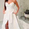 Satin wedding dress with slit