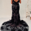 Black wedding dress with lace and scoop neck