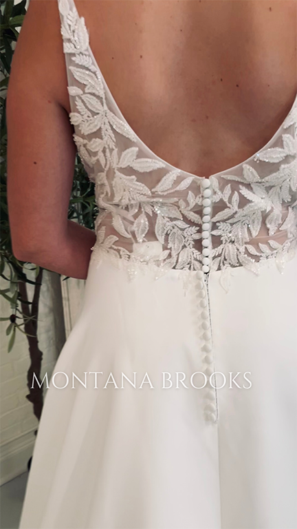 Wedding dress with buttons on back of bodice