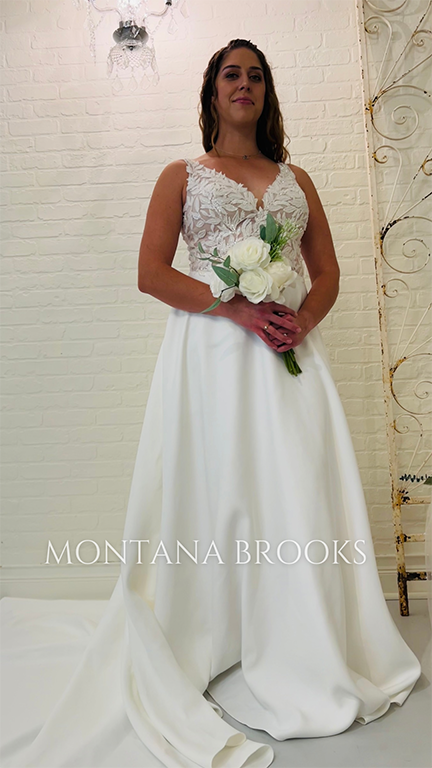 Satin wedding dress found online with beaded bodice