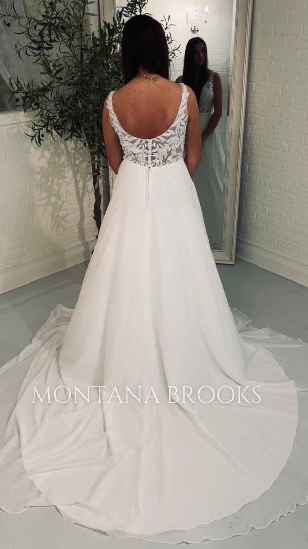 Chiffon wedding dress found at online bridal shop