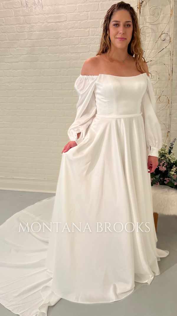 Charmeuse wedding dress with removable sleeves purchased over the internet